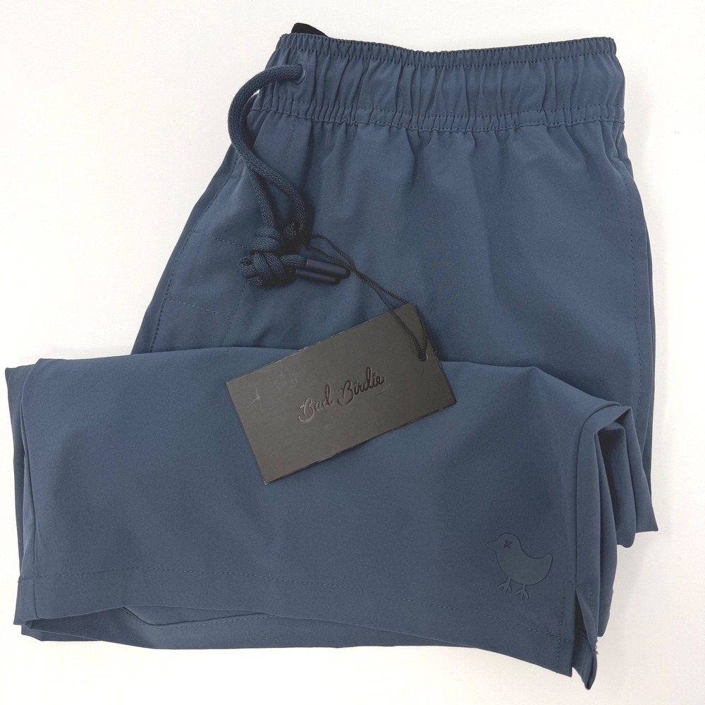 Bad Birdie Mens Small Navy Active Shorts Embroidered Bird‎ Drawstring Waist NEW